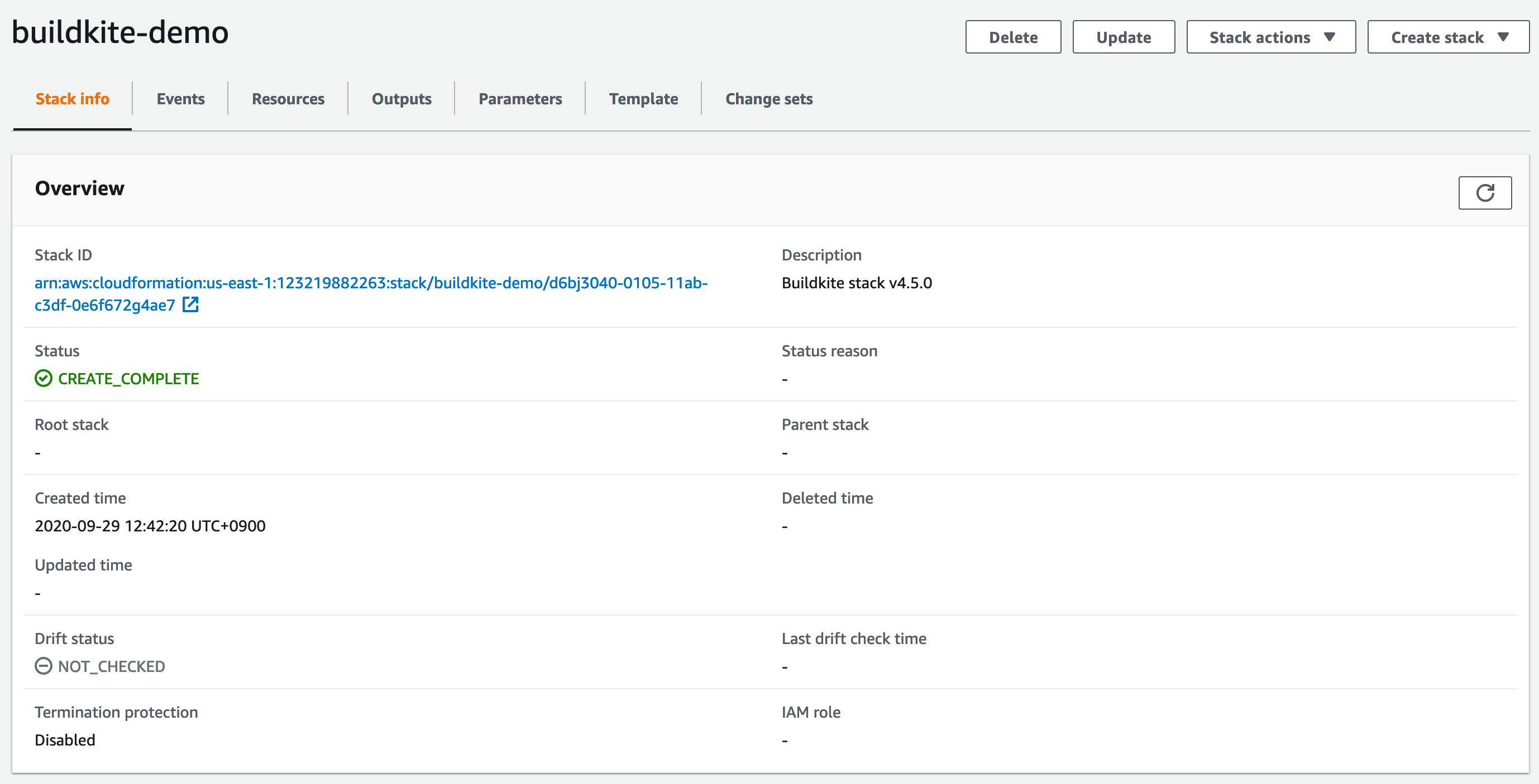 AWS Elastic CI Stack for AWS Create Complete